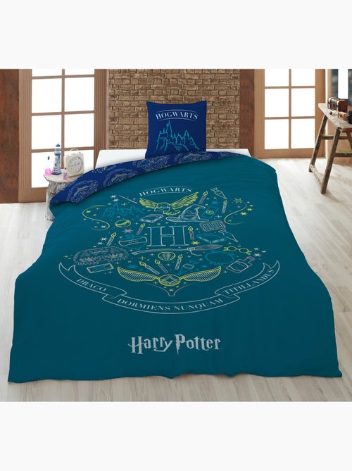 Parure de Lit Harry Potter Poudlard 140x200 cm + Taie 63x63 cm 100% Polyester Réversible - Kiabi