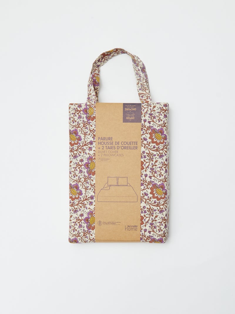 Parure de lit housse de couette + taies d'oreiller Beige - Kiabi