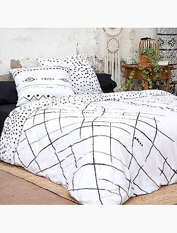Parure de lit ikat – + 2 taies d'oreiller en coton 57 fils