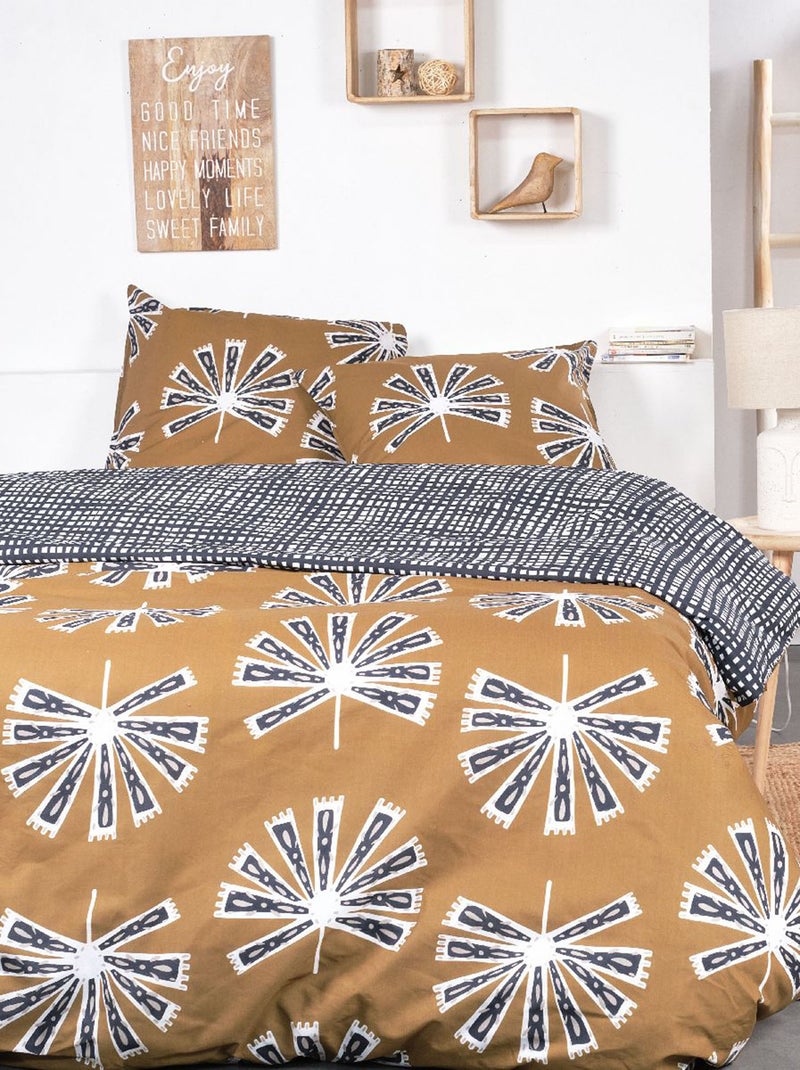 Parure de lit imprimé - 2 personnes Beige - Kiabi