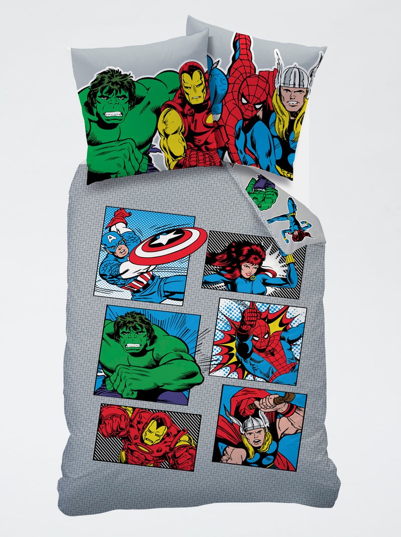 Parure de lit imprimé 'Avengers' - 1 personne Gris - Kiabi