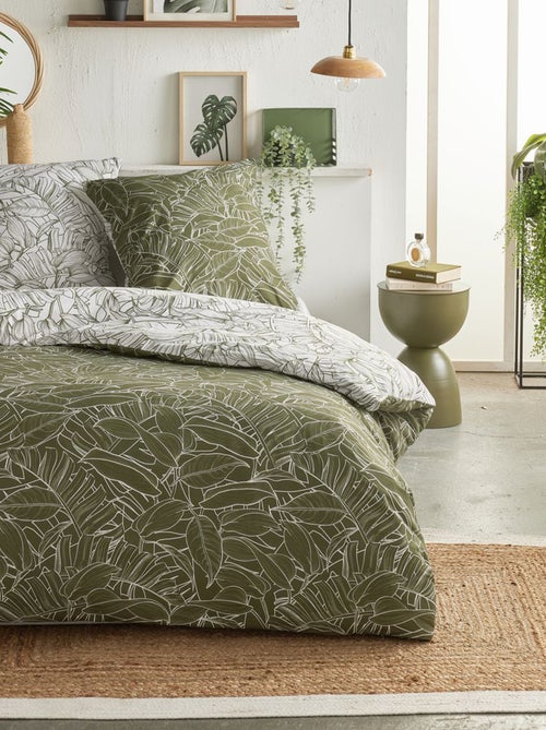 Parure de lit imprimé feuilles - 2 personnes - Kiabi