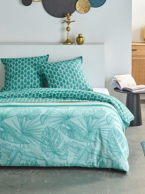 Parure de lit imprimé feuilles réversible - 2 personnes - Kiabi