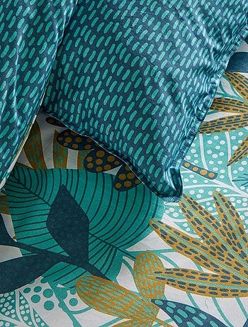 Parure de lit imprimé feuilles réversible - 2 personnes