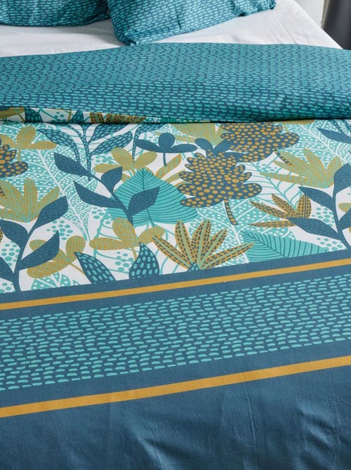 Parure de lit imprimé feuilles réversible - 2 personnes - Kiabi