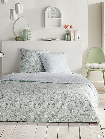 Parure de lit imprimé réversible vichy - 2 personnes