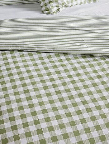 Parure de lit imprimé vichy réversible - 2 personnes