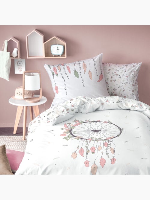 Parure de lit imprimée 100% coton, attrape coeur - Kiabi Parure de lit imprimée 100% coton, attrape coeur - Kiabi