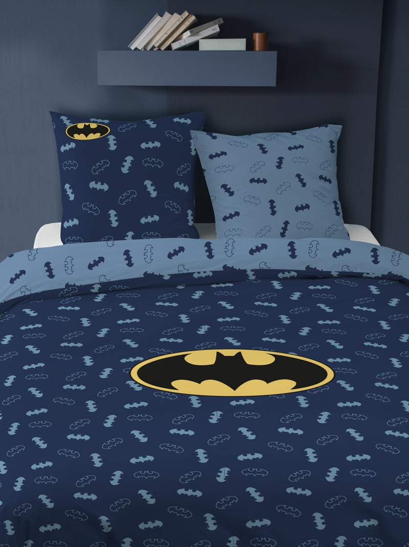 Parure de lit imprimée 100% coton, batman iconic Bleu nuit - Kiabi