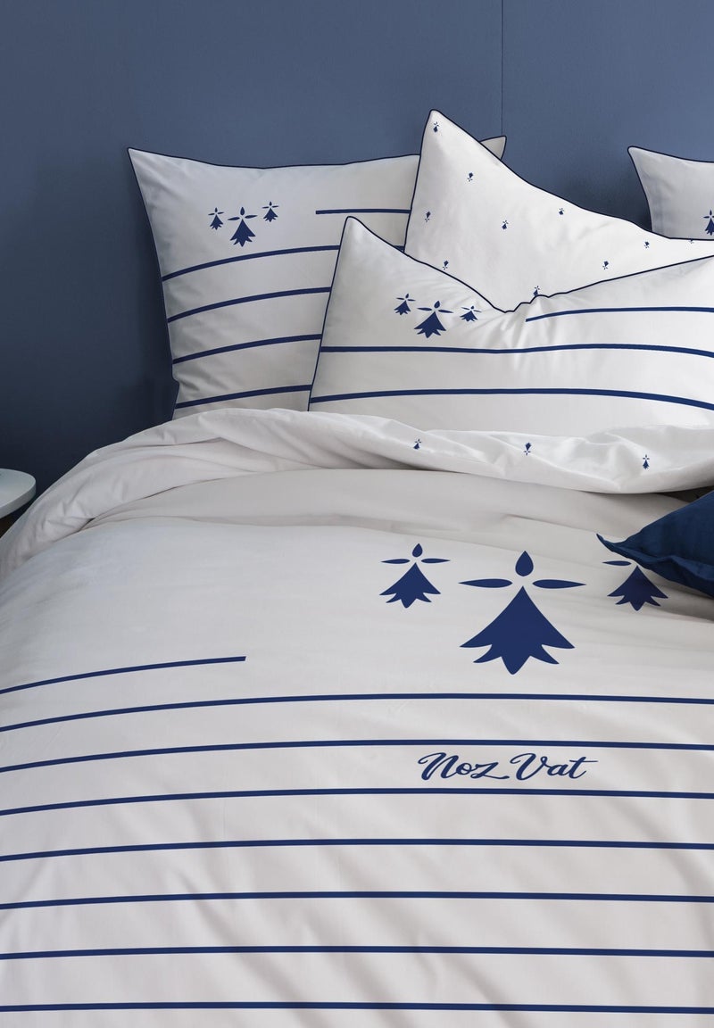 Parure de lit imprimée 100% coton, bretagne breizh Blanc - Kiabi
