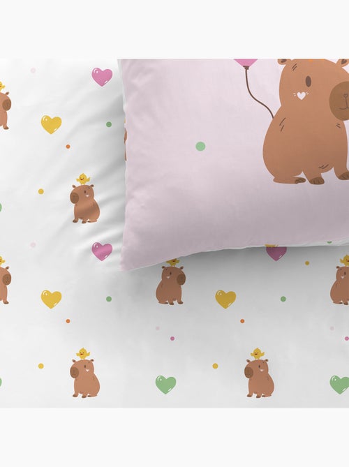 Parure de lit imprimée 100% coton, capybara - Kiabi