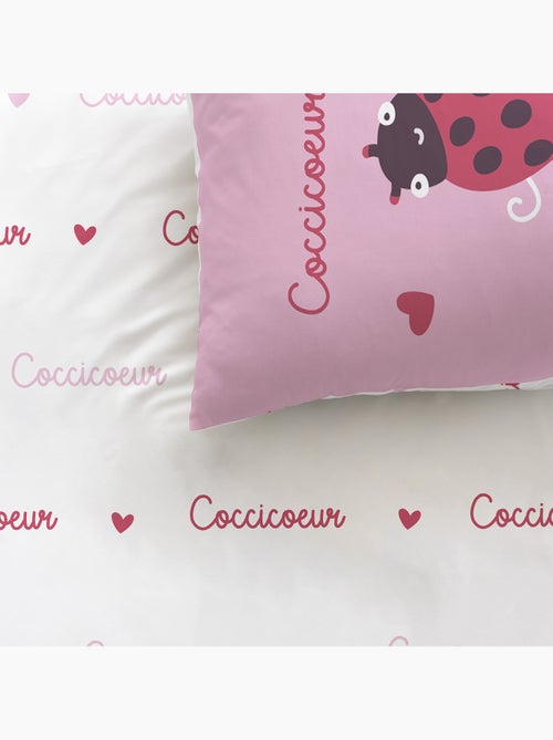 Parure de lit imprimée 100% coton, cocci coeur - Kiabi Parure de lit imprimée 100% coton, cocci coeur - Kiabi