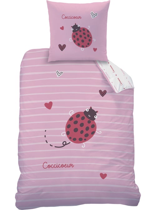 Parure de lit imprimée 100% coton, cocci coeur - Kiabi Parure de lit imprimée 100% coton, cocci coeur - Kiabi