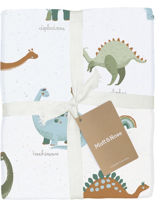 Parure de lit imprimée 100% coton, dinos - Kiabi