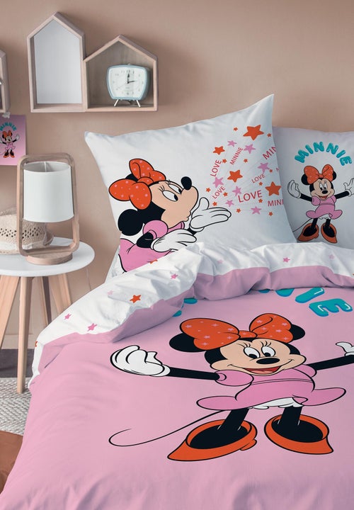 Parure de lit imprimée 100% coton, disney home minnie happy - Kiabi