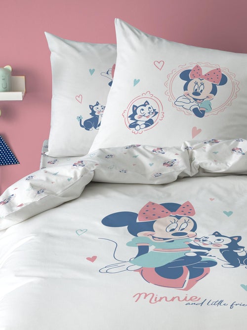 Parure de lit imprimée 100% coton, disney home minnie little friend - Kiabi