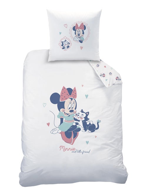 Parure de lit imprimée 100% coton, disney home minnie little friend - Kiabi