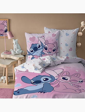 Parure de lit imprimée 100% coton, disney home stitch bisous