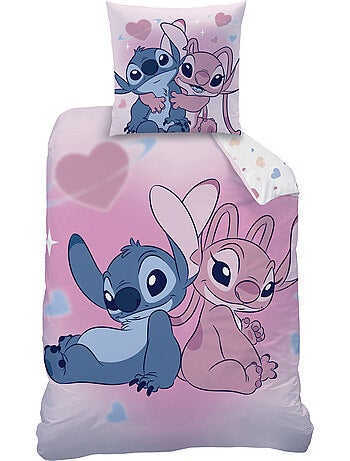 Parure de lit imprimée 100% coton, disney home stitch bisous