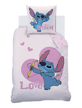 Parure de lit imprimée 100% coton, disney home stitch cupidon