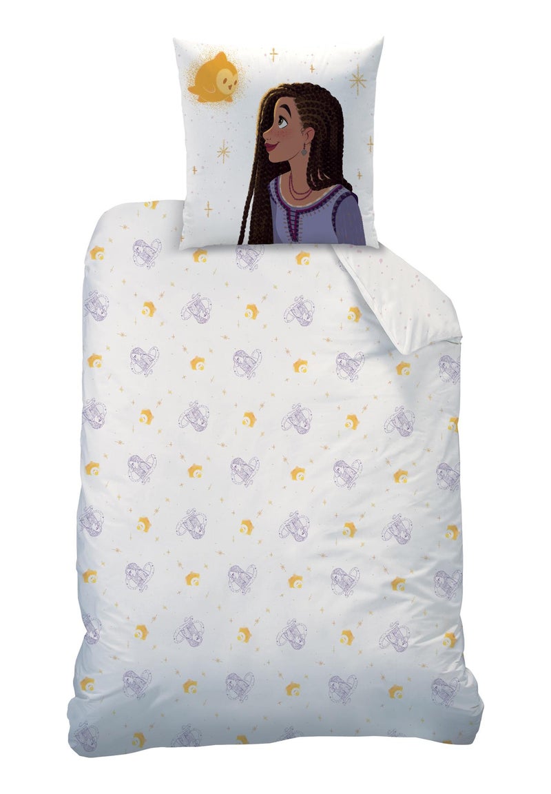 Parure de lit imprimée 100% coton, disney wish asha Blanc - Kiabi