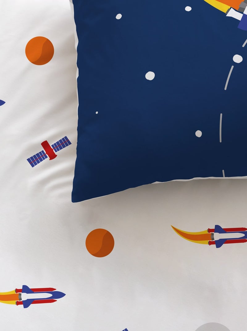 Parure de lit imprimée 100% coton, explore space Bleu - Kiabi