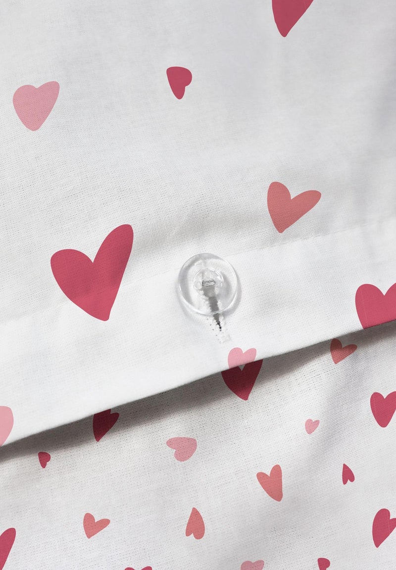 Parure de lit imprimée 100% coton, heart Blanc Rose - Kiabi