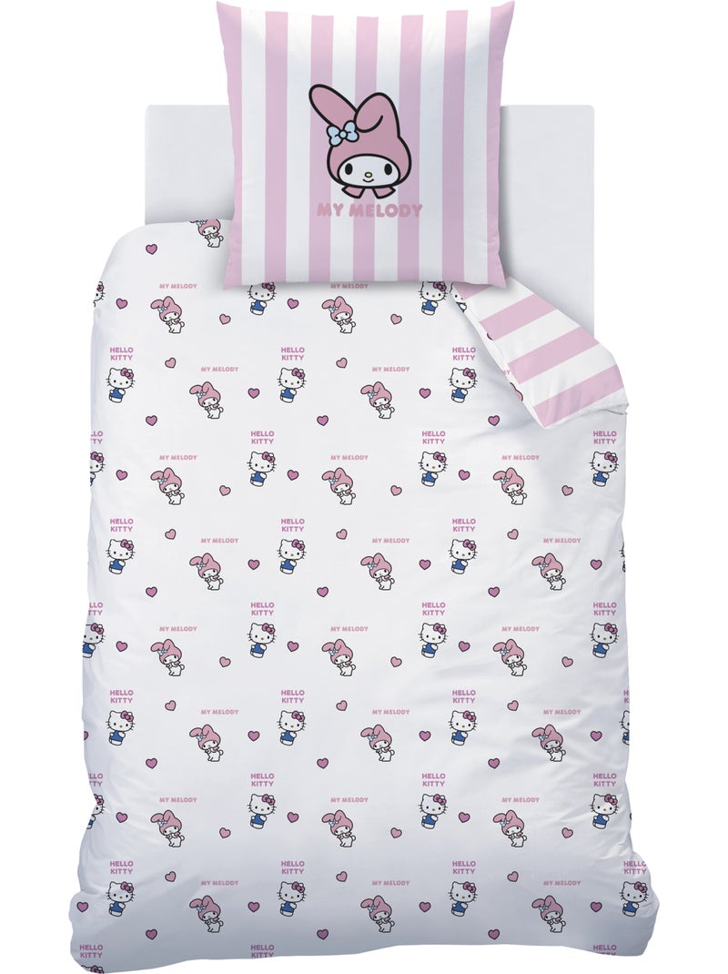 Parure de lit imprimée 100% coton, hello kitty classic Rose - Kiabi