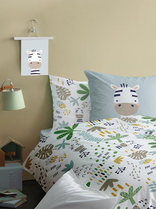 Parure de lit imprimée 100% coton, jino - Kiabi