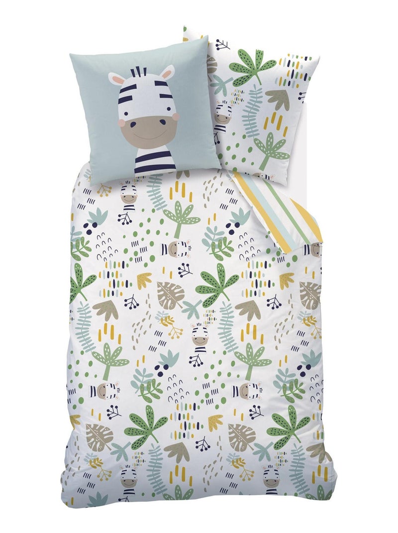 Parure de lit imprimée 100% coton, jino Blanc - Kiabi