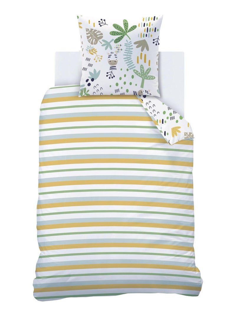 Parure de lit imprimée 100% coton, jino Blanc - Kiabi