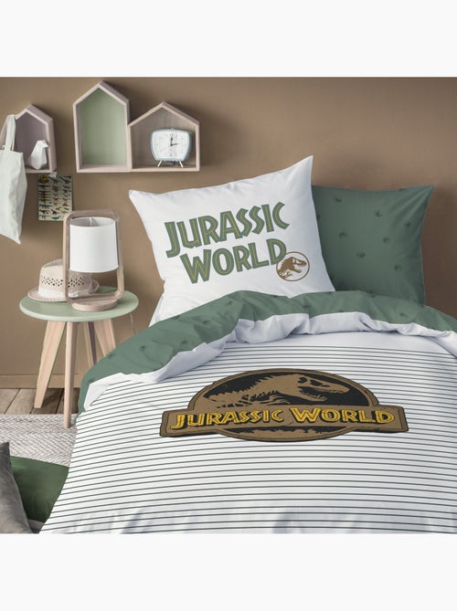 Parure de lit imprimée 100% coton, jurassic world empreinte - Kiabi Parure de lit imprimée 100% coton, jurassic world empreinte - Kiabi