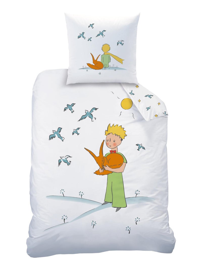 Parure de lit imprimée 100% coton, le petit prince birds Blanc - Kiabi