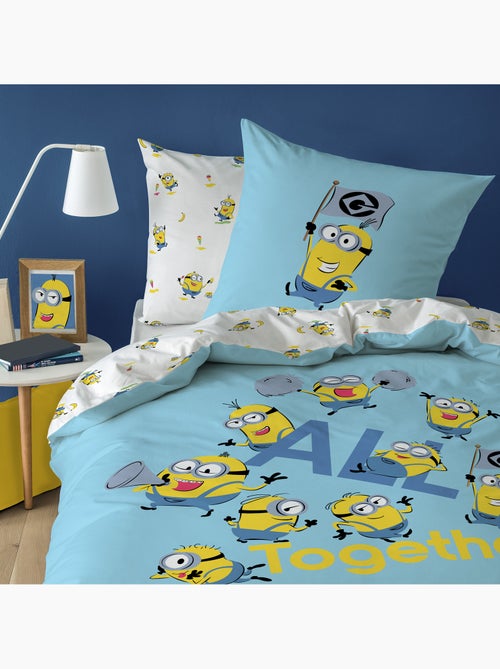 Parure de lit imprimée 100% coton, les minions fête - Kiabi