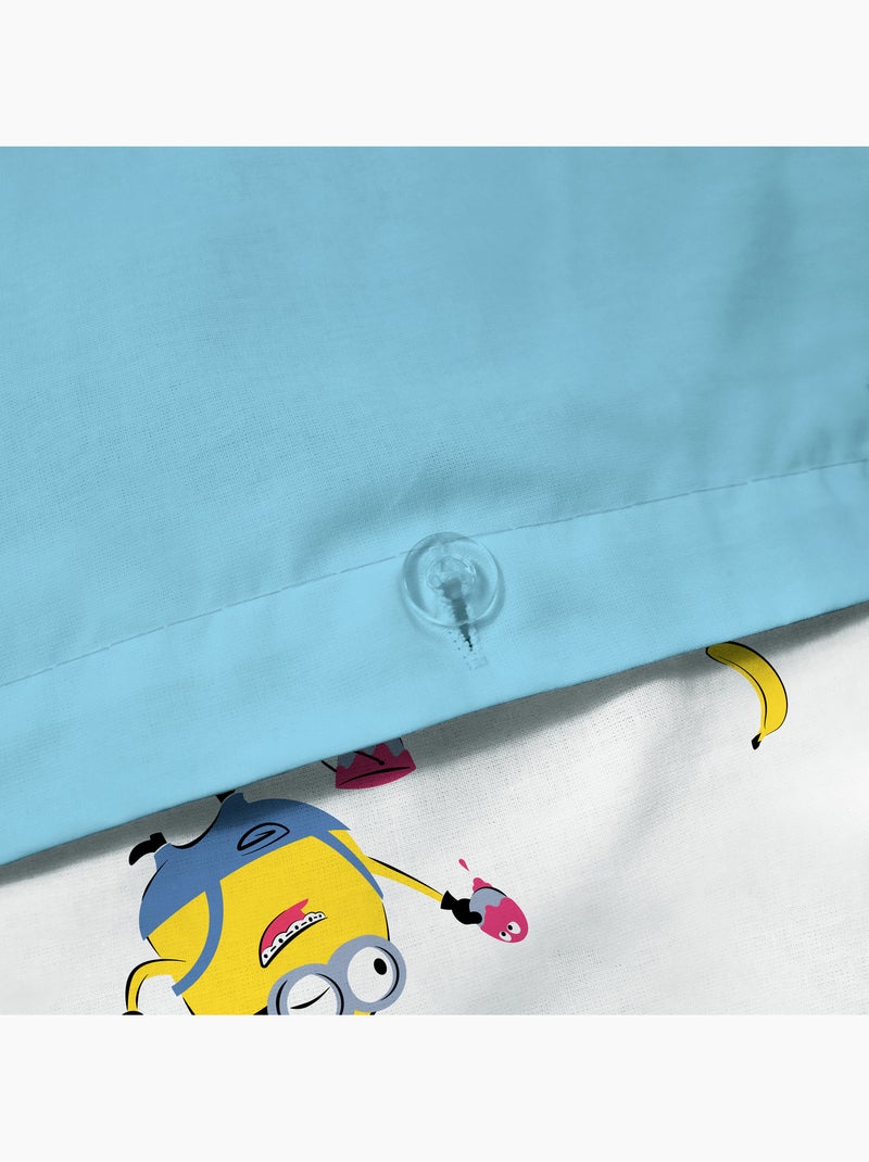 Parure de lit imprimée 100% coton, les minions fête Bleu - Kiabi