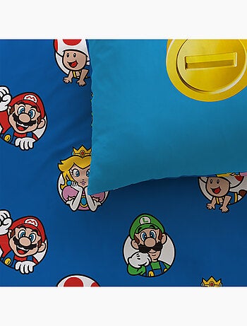 Parure de lit imprimée 100% coton, mario friends