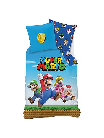 Parure de lit imprimée 100% coton, mario friends