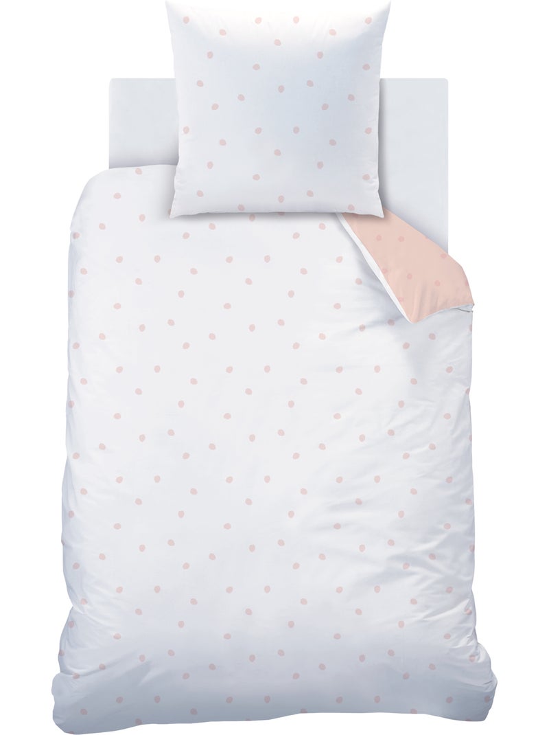 Parure de lit imprimée 100% coton, nuages Rose - Kiabi
