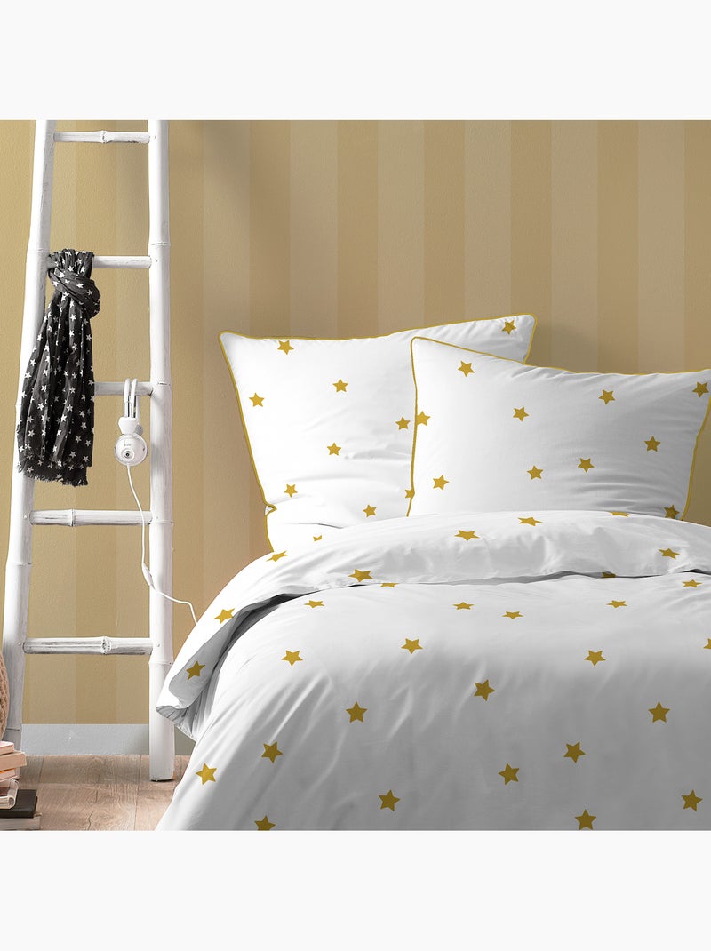 Parure de lit imprimée 100% coton, nuit etoilée Blanc - Kiabi