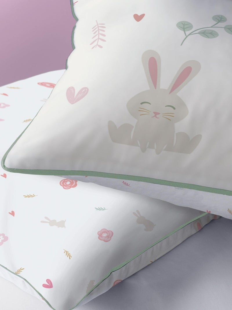 Parure de lit imprimée 100% coton, petit lapin Blanc - Kiabi
