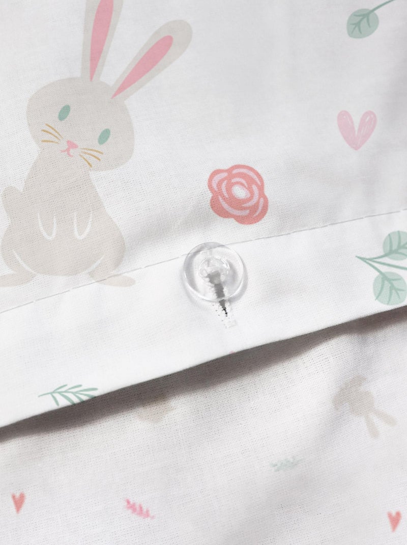Parure de lit imprimée 100% coton, petit lapin Blanc - Kiabi