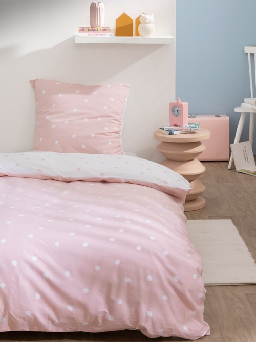 Parure de lit imprimée 100% coton, pink spots - Kiabi