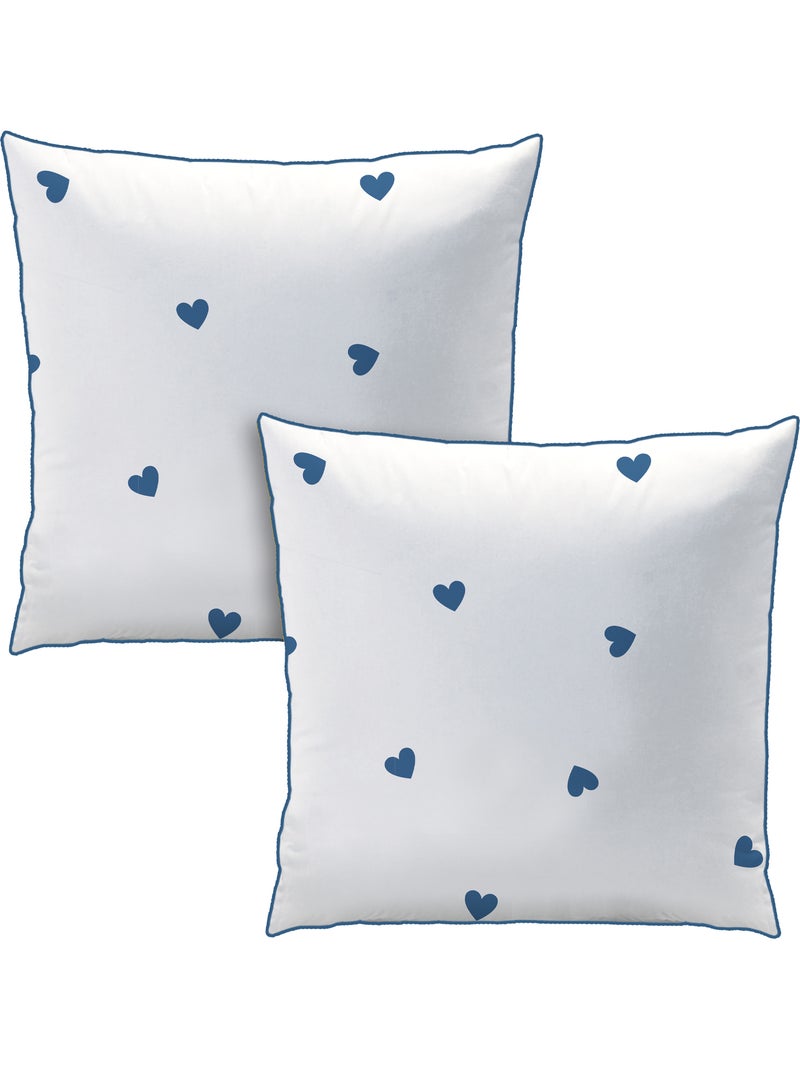 Parure de lit imprimée 100% coton, pluie de coeurs Blanc Bleu - Kiabi