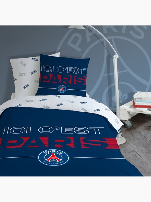 Parure de lit imprimée 100% coton, psg devise - Kiabi Parure de lit imprimée 100% coton, psg devise - Kiabi