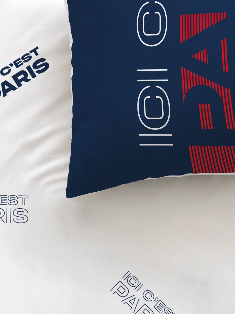 Parure de lit imprimée 100% coton, psg devise Bleu - Kiabi