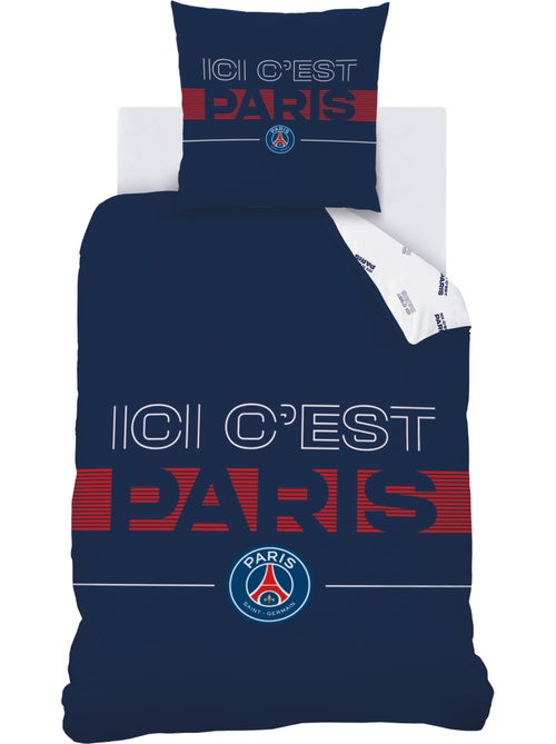 Parure de lit imprimée 100% coton, psg devise - Kiabi Parure de lit imprimée 100% coton, psg devise - Kiabi