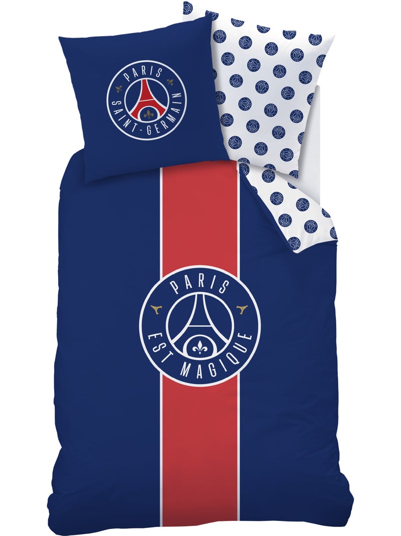 Parure de lit imprimée 100% coton, psg terrain Bleu - Kiabi