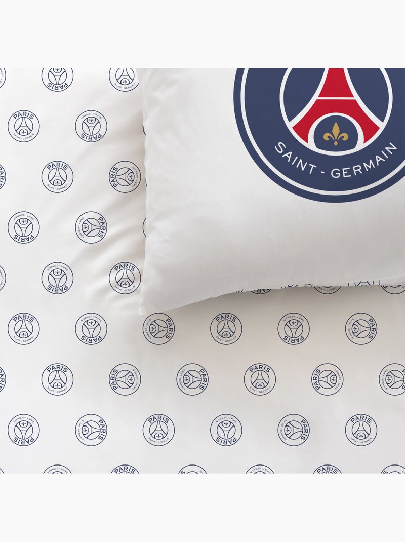 Parure de lit imprimée 100% coton, psg tour Blanc - Kiabi