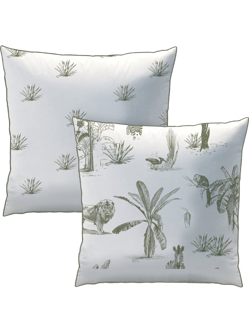 Parure de lit imprimée 100% coton, safari Blanc Kaki - Kiabi