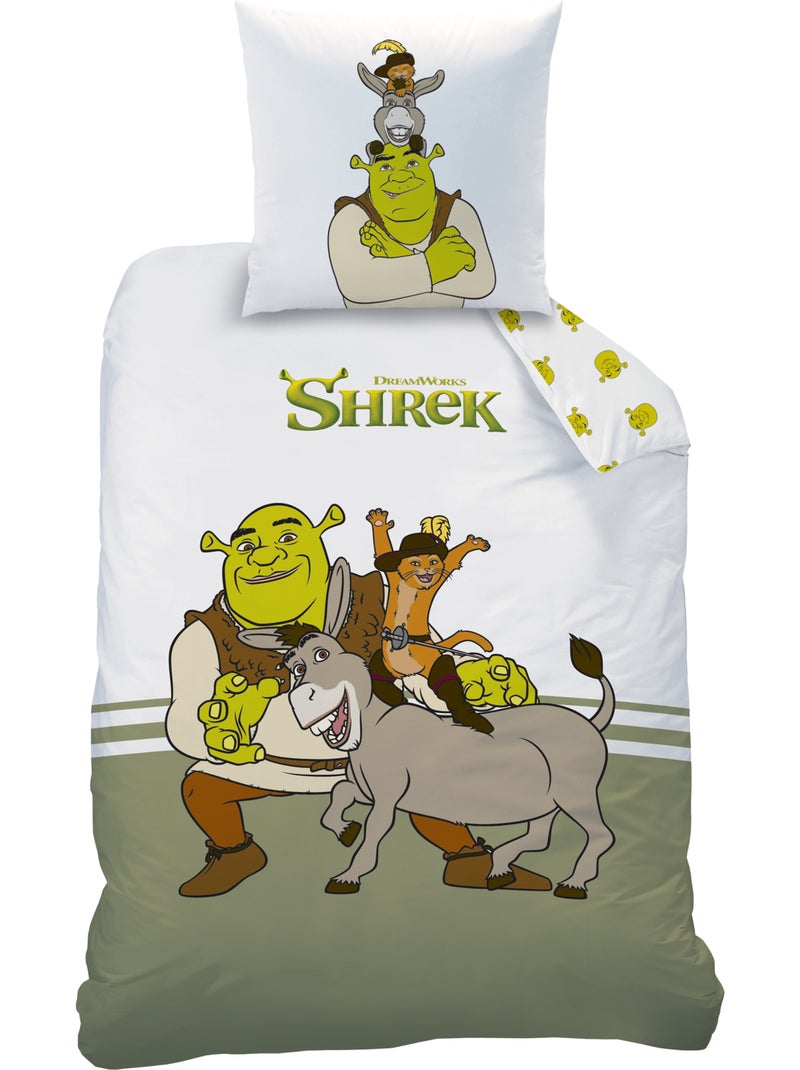 Parure de lit imprimée 100% coton, shrek amis Vert - Kiabi